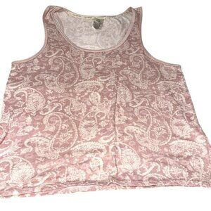 Lucky Brand Womens Pink Paisley Tank Top XL Sleeveless Lightweight Polyester/Spa